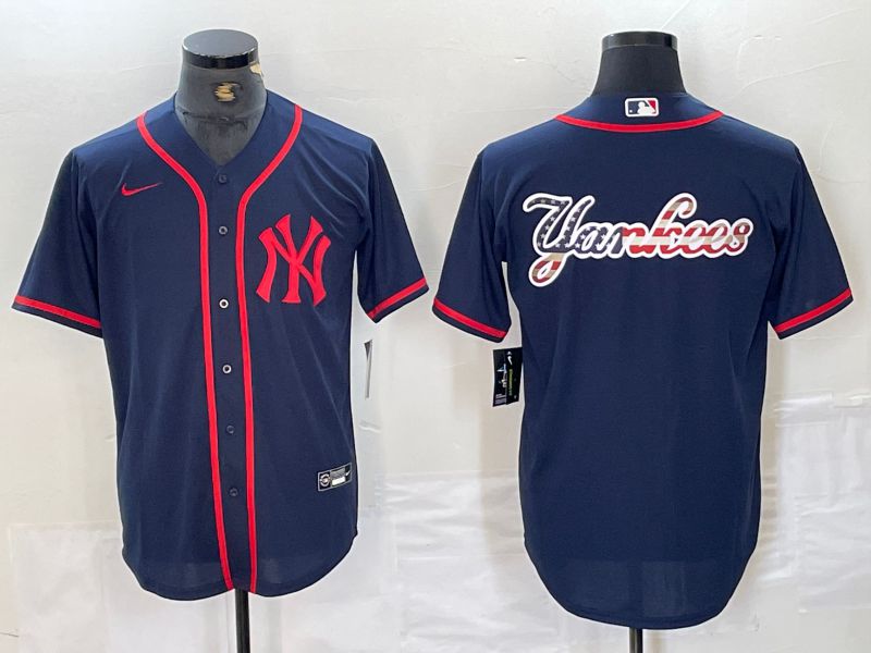 Men New York Yankees Blank Blue Third generation joint name Nike 2024 MLB Jersey style 21->new york yankees->MLB Jersey